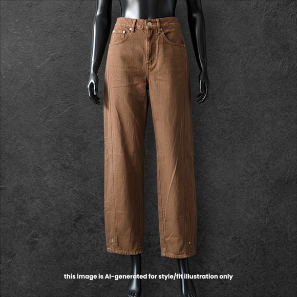 Zara NWT TRF Mid-Rise Baggy Balloon Barrel Jeans Brown - Picture 1 of 6